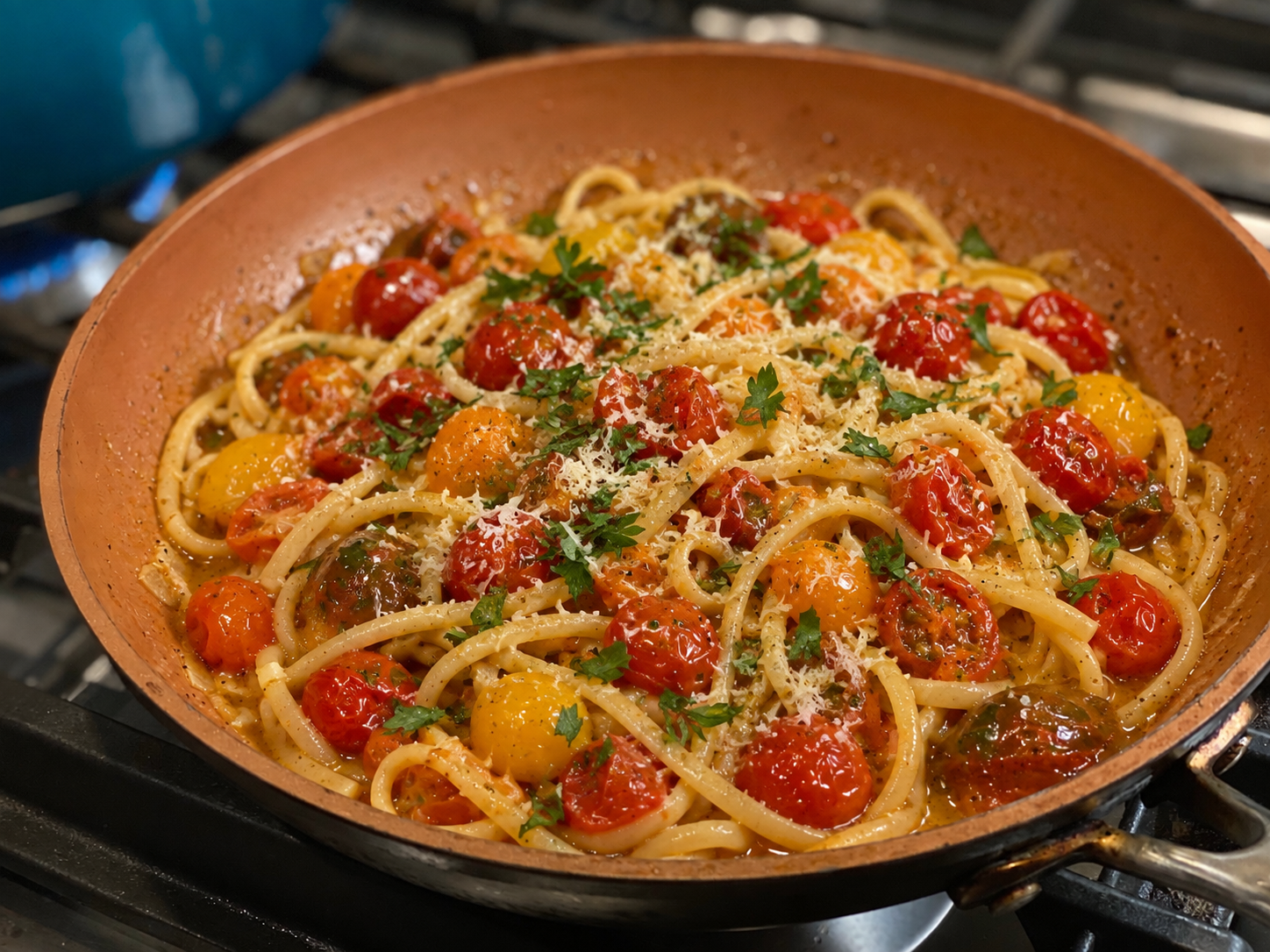 Butter Cherry Tomato Garlic Pepper Pasta