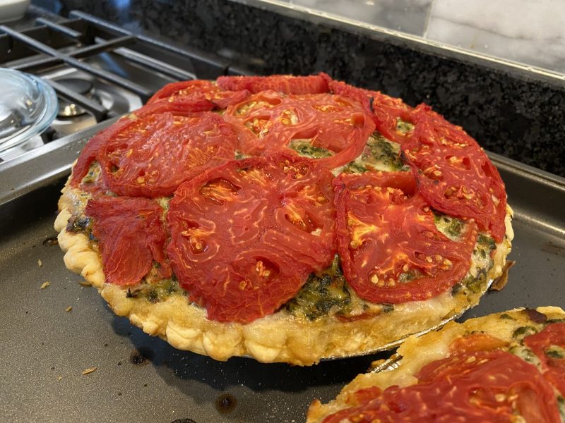 Tomato Pie with Bacon, Spinach & Mozzarella