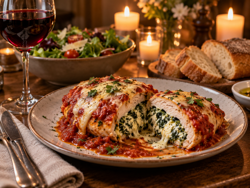 Lasagna Flavored - Spinach Stuffed Chicken