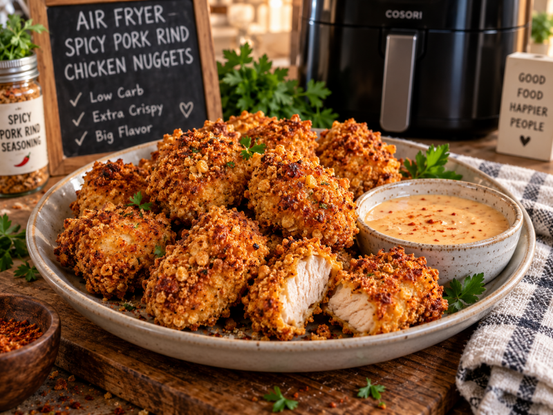 Air Fryer Chicken Nuggets – Spicy Pork Rind Crust