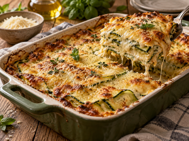 Zucchini Pasta Lasagna with Béchamel and Parmesan