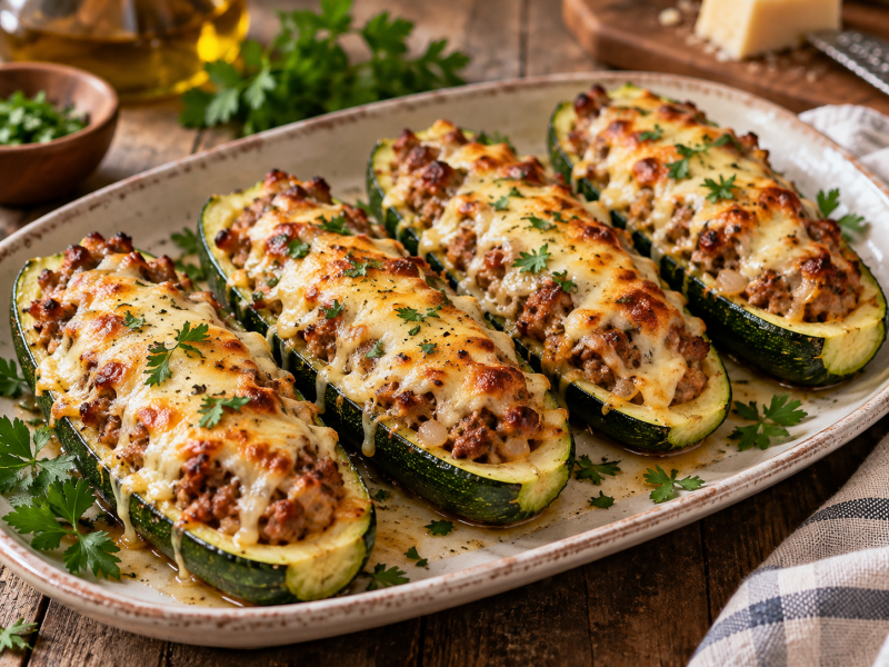 Farm Fresh Stuffed Zucchini Boats
