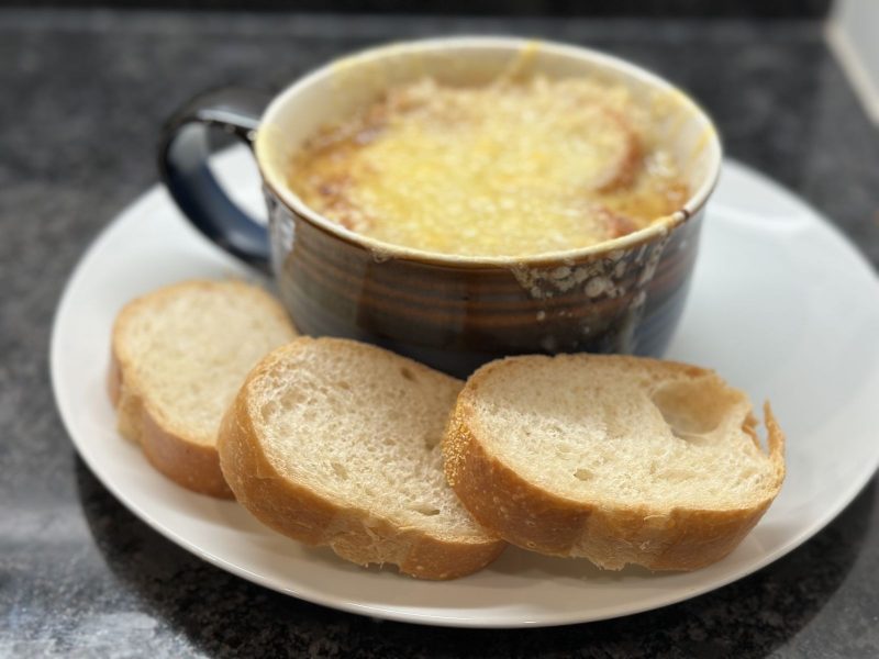 French Onion Soup with Three Cheese