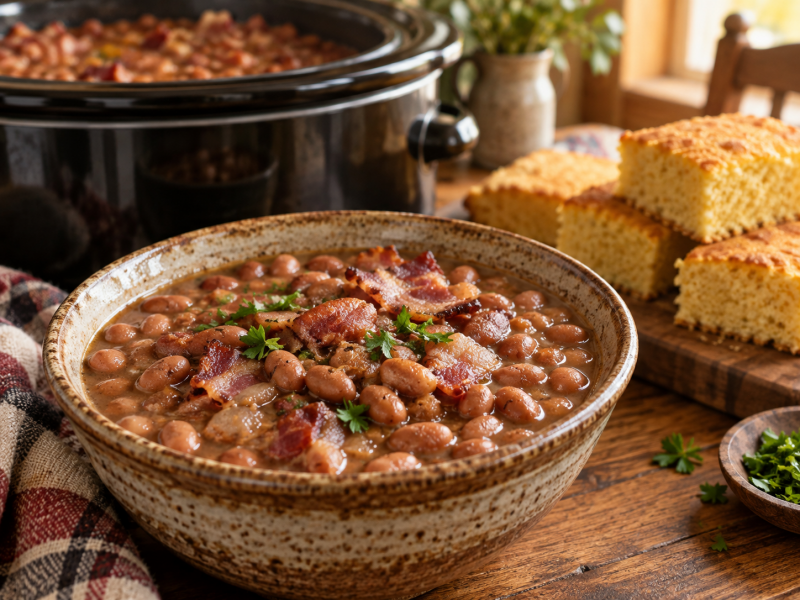 Crockpot Pinto Beans with Bacon