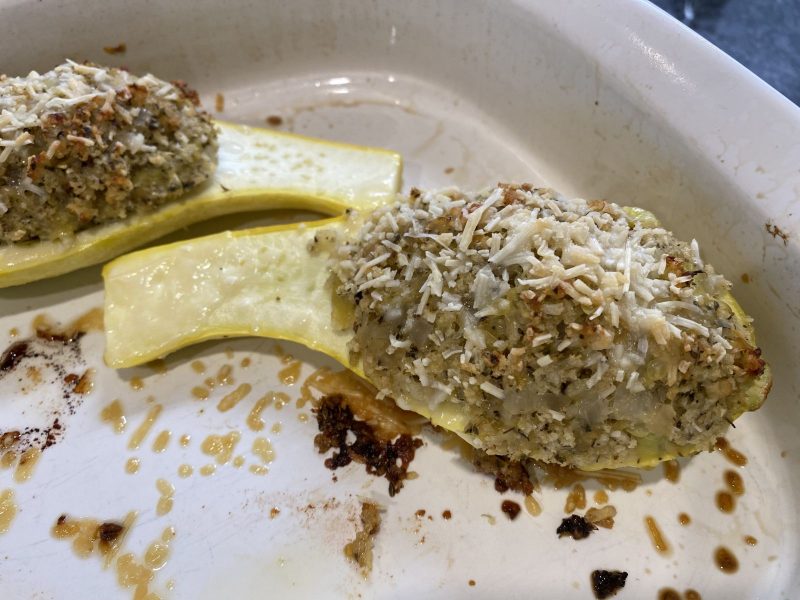 Yellow Squash Boats with Mushrooms and Spinach