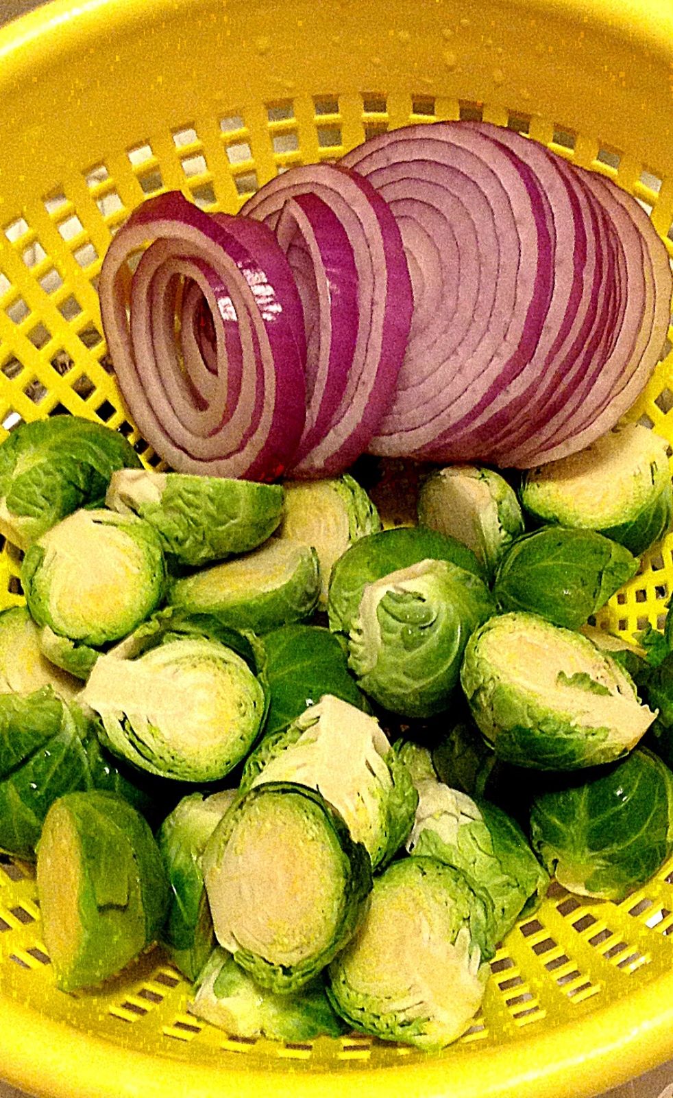 Brussel Sprouts with Vinegar Glazed Red Onions